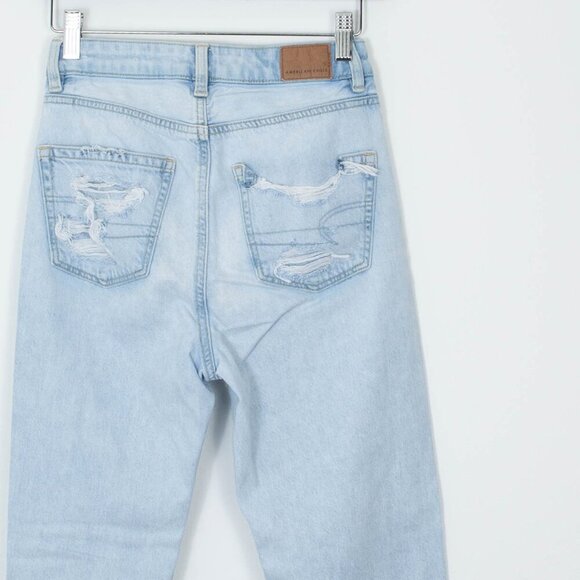 American Eagle Distressed Highest Rise Mom Jeans Women's Size 00 Regular - Picture 6 of 8